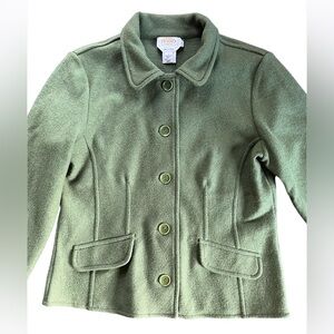 Talbots Alpaca Wool Blend Wome’n’s Olive Green Blazer Jacket Size Large